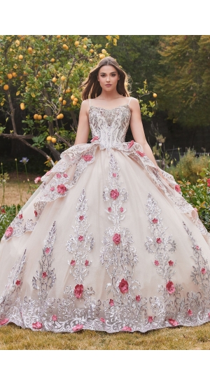 Brudekjole /festkjole /promkjole prinsesse med blomster A15703 Brudekjole /festkjole /promkjole prinsesse med blomster A15703