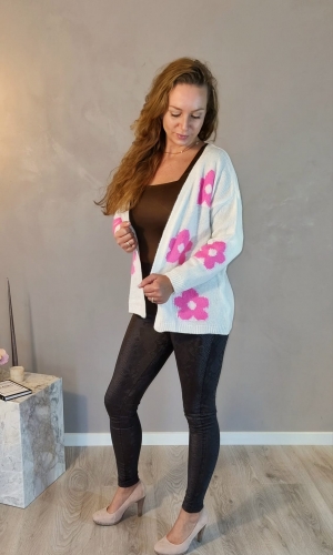 Ellie blomster trøje cardigan HVID FARVE MED KNAPPER