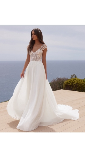 Mild kvinde brudekjolen med blomster og lille ærme 