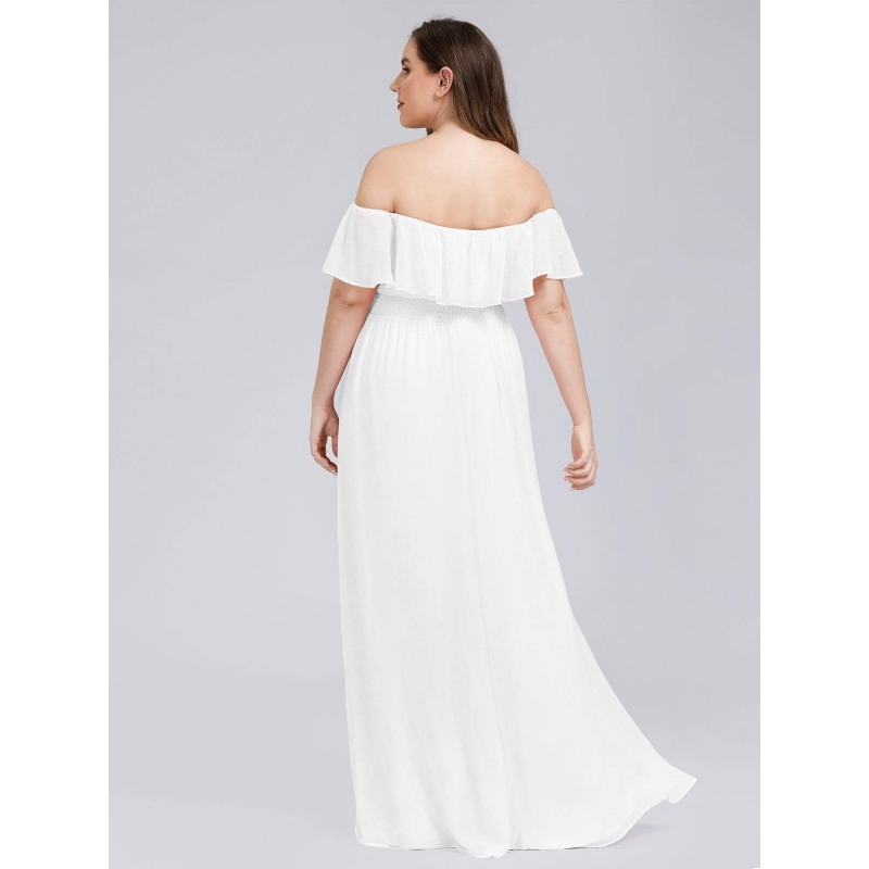  Masha fest kjole med blonder beach store størrelser i hvid