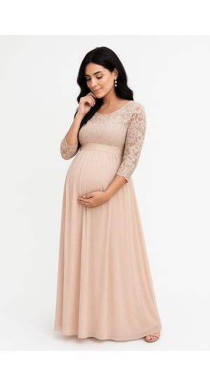 Beige graviditets  brudekjole eller fest kjole   Beige graviditets  brudekjole eller fest kjole