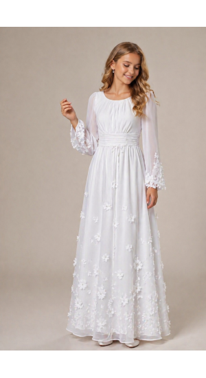 Josepfine blomster lang konfirmations kjole