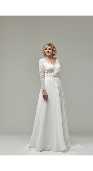 Miriam plus size brudekjole med blonde ærme Miriam plus size brudekjole med blonde ærme