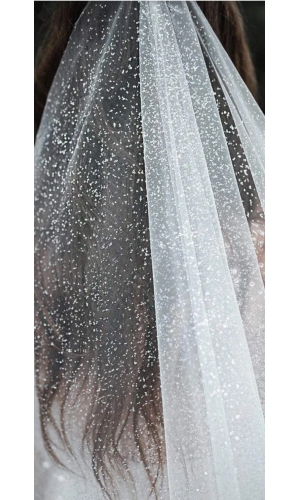 Glitter slør , glimmer ca 125 cm lang med kam