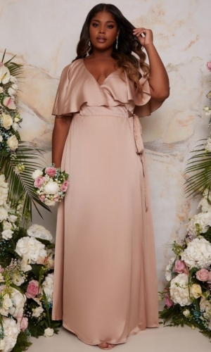 Angel plus size kjole i chokolade farve