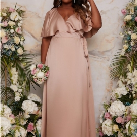 Angel plus size kjole i chokolade farve