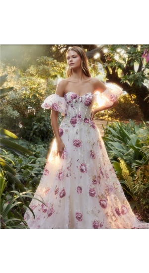 A1133 fest kjole med blomster 