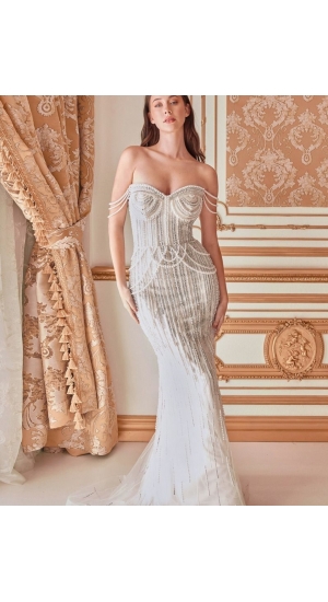 A1184 perle belagt brudekjole