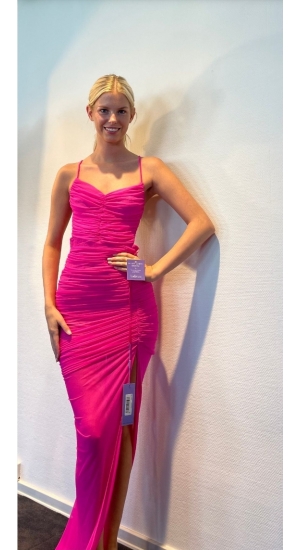 Bd7062 festkjole I pink og blå Bd7062 festkjole I pink og blå