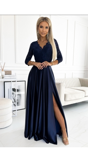 Numoc Festkjole med ærmer blå