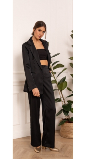 Atentif satin jakkesæt sort
