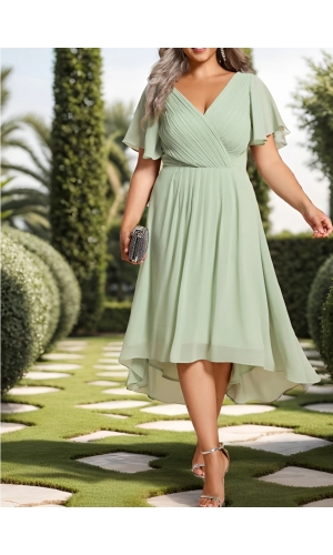 Pastel grøn kort kjole plus size