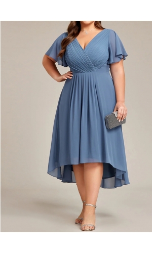Mørkeblå eller grøn kort kjole plus size