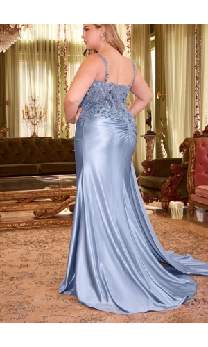 Satin kjoler plus size blå baby blue