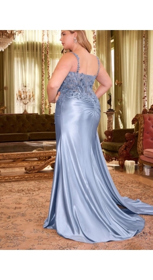 Satin kjoler plus size blå baby blue Satin kjoler plus size blå baby blue