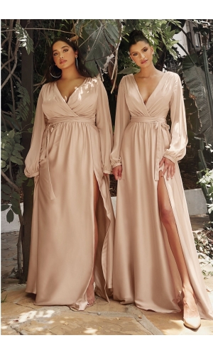 Satin kjole med ærmer også i plus size