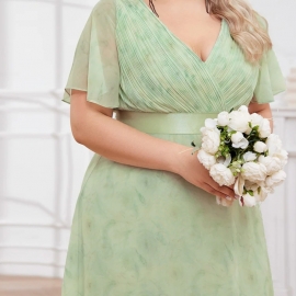Diana grønlig festkjole med bælte 