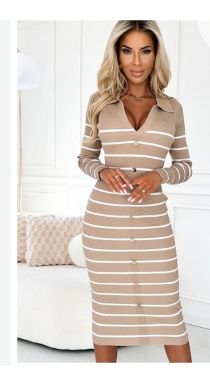 Cardigan/kjole beige med striber Cardigan/kjole beige med striber