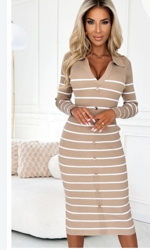 Cardigan/kjole beige med striber