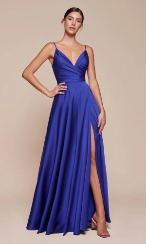Satin kjole 7485 blå