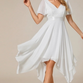 Konfirmations kjole med let chiffon skørt lille ærme