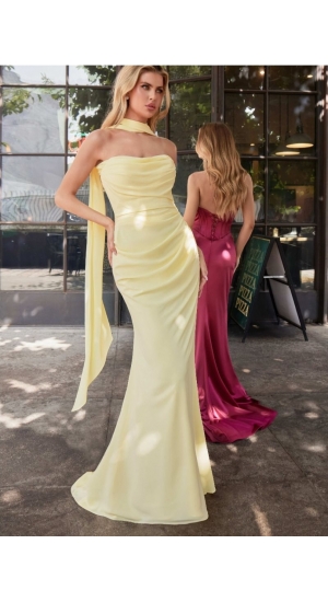   Stropløs kjole i gul sommer festkjole i flere farver