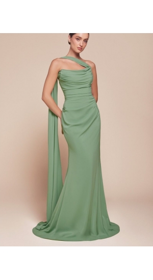   Stropløs kjole i oliven grøn sommer festkjole i flere farver