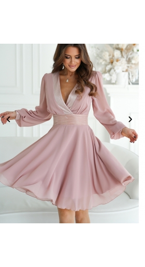 Blå  eller rosa knæ lang kjole med lange ærmer