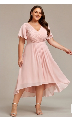 Pink eller mørkeblå eller grøn kort kjole plus size