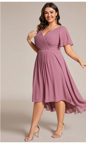 Rosa eller mørkeblå eller grøn kort kjole plus size