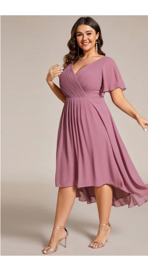Rosa eller mørkeblå eller grøn kort kjole plus size Rosa eller mørkeblå eller grøn kort kjole plus size