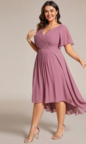 Rosa eller mørkeblå eller grøn kort kjole plus size