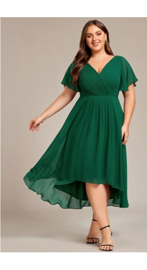 Mørkegrøn, Rosa eller mørkeblå eller grøn kort kjole plus size Mørkegrøn, Rosa eller mørkeblå eller grøn kort kjole plus size