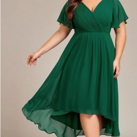 Mørkegrøn, Rosa eller mørkeblå eller grøn kort kjole plus size