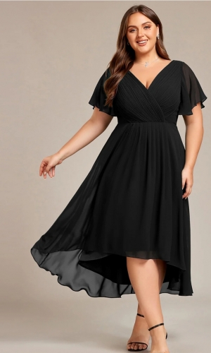 Sort eller mørkeblå eller grøn kort kjole plus size