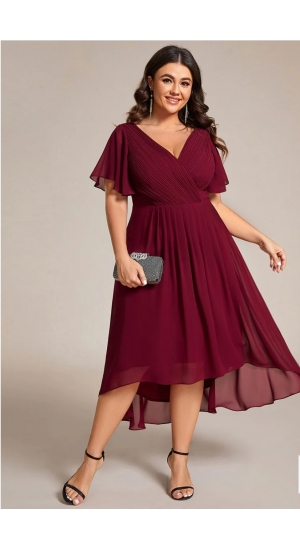 Mørkerød eller mørkeblå eller grøn kort kjole plus size Mørkerød eller mørkeblå eller grøn kort kjole plus size