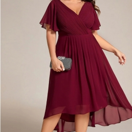 Mørkerød eller mørkeblå eller grøn kort kjole plus size