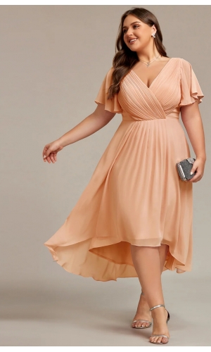Pastel champagne , beige farvet  kjole i plussize