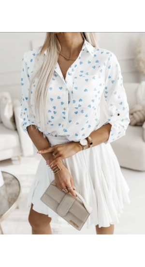   Skjorte med små hjerter i 2 farver 