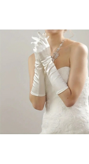  Hvide handsker satin 40 cm 