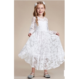 Børne kjole Princesse med blonder og ærmer