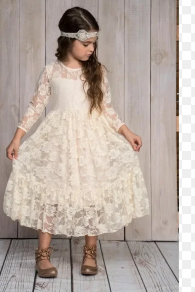 Børne kjole Princesse med blonder og ærmer