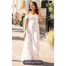 Felicity  graviditets hvid kjole til babyshower