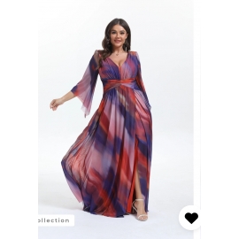 Plus size maxi lang kjole med ærmer i mange farver lilla