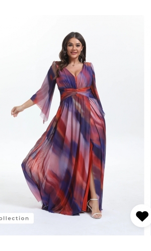 Plus size maxi lang kjole med ærmer i mange farver lilla