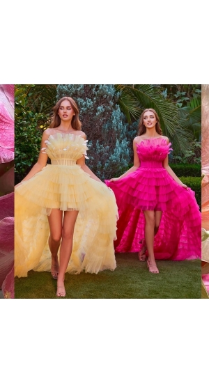 Festens jordbær , kjole med fryns og tyl i flere farver Festens jordbær , kjole med fryns og tyl i flere farver