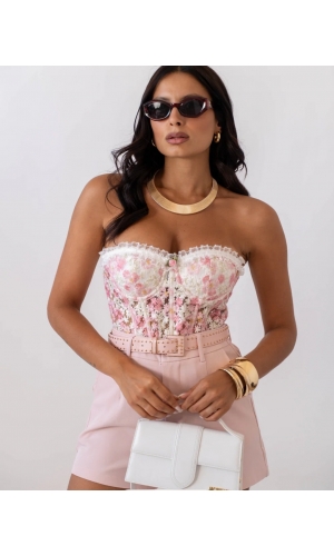 Bridgerton top med corsage