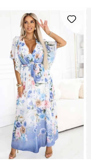 Nice evening dress med slå om bælte blå fra dansk butik  Nice evening dress med slå om bælte blå fra dansk butik