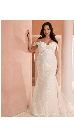   Plus size brudekjole i dyb champagne sol farve 