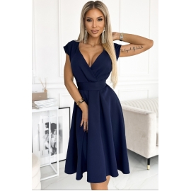 348-6 SCARLETT blå kort strechy kjole